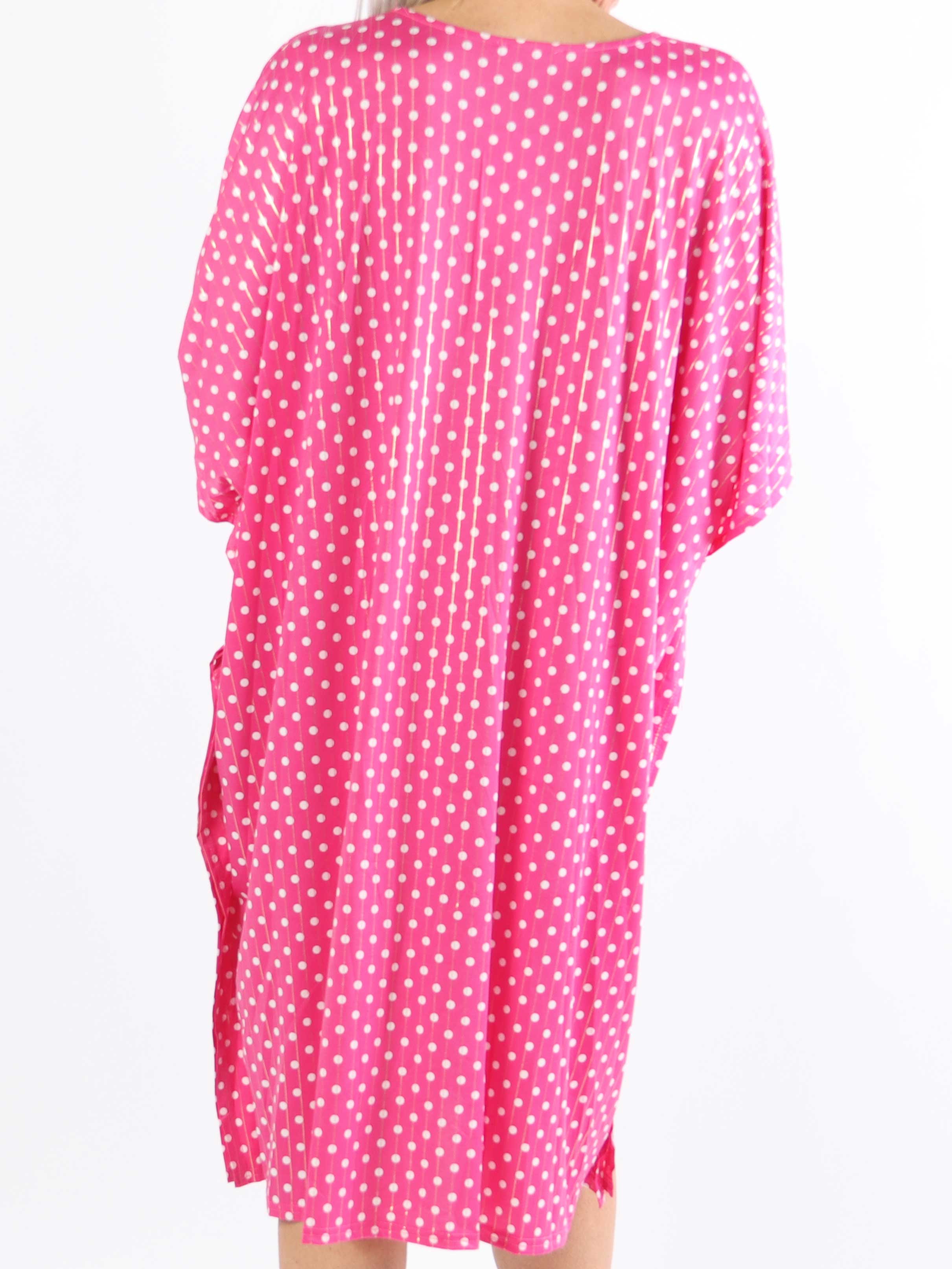 Azmina Dot - Elastisk plus size tunikaklänning i lös passform